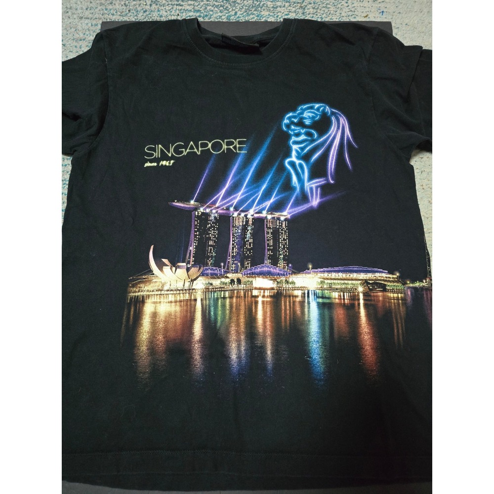 Singapore Graphic T-Shirt Since 1965 Black‎ Tourist Souvenir SZ LG, wrap graphic